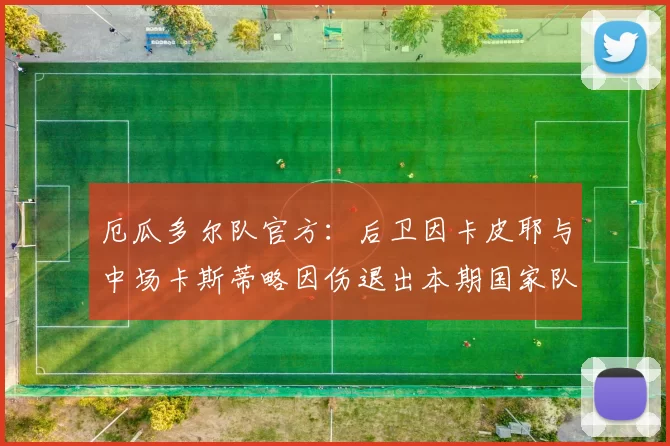 厄瓜多尔队官方：后卫因卡皮耶与中场卡斯蒂略因伤退出本期国家队